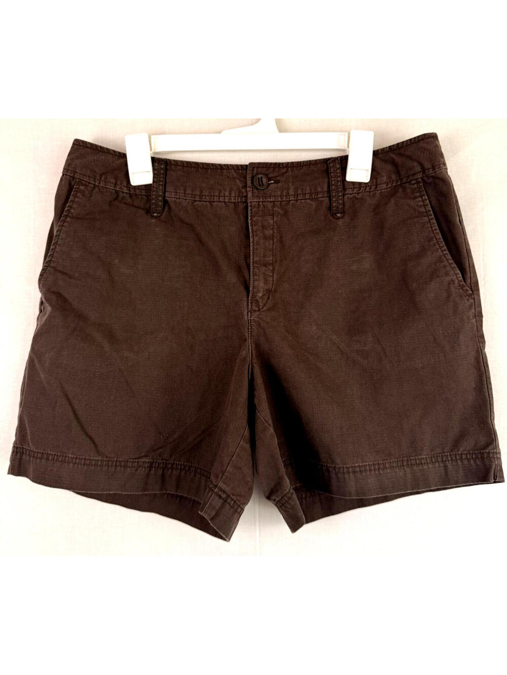 Eddie Bauer Womens Hiking Shorts Size 14 Brown Mid Rise 5" Inseam